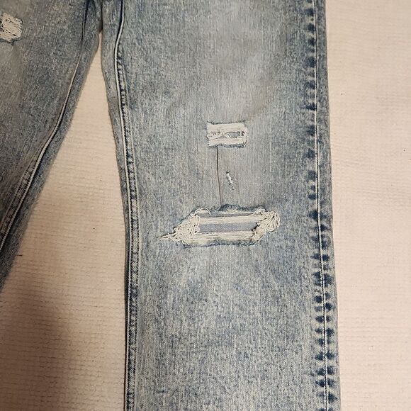 Gap light wash/acid wash distressed high-rise boho straight leg ankle  jeans - Picture 5 of 11